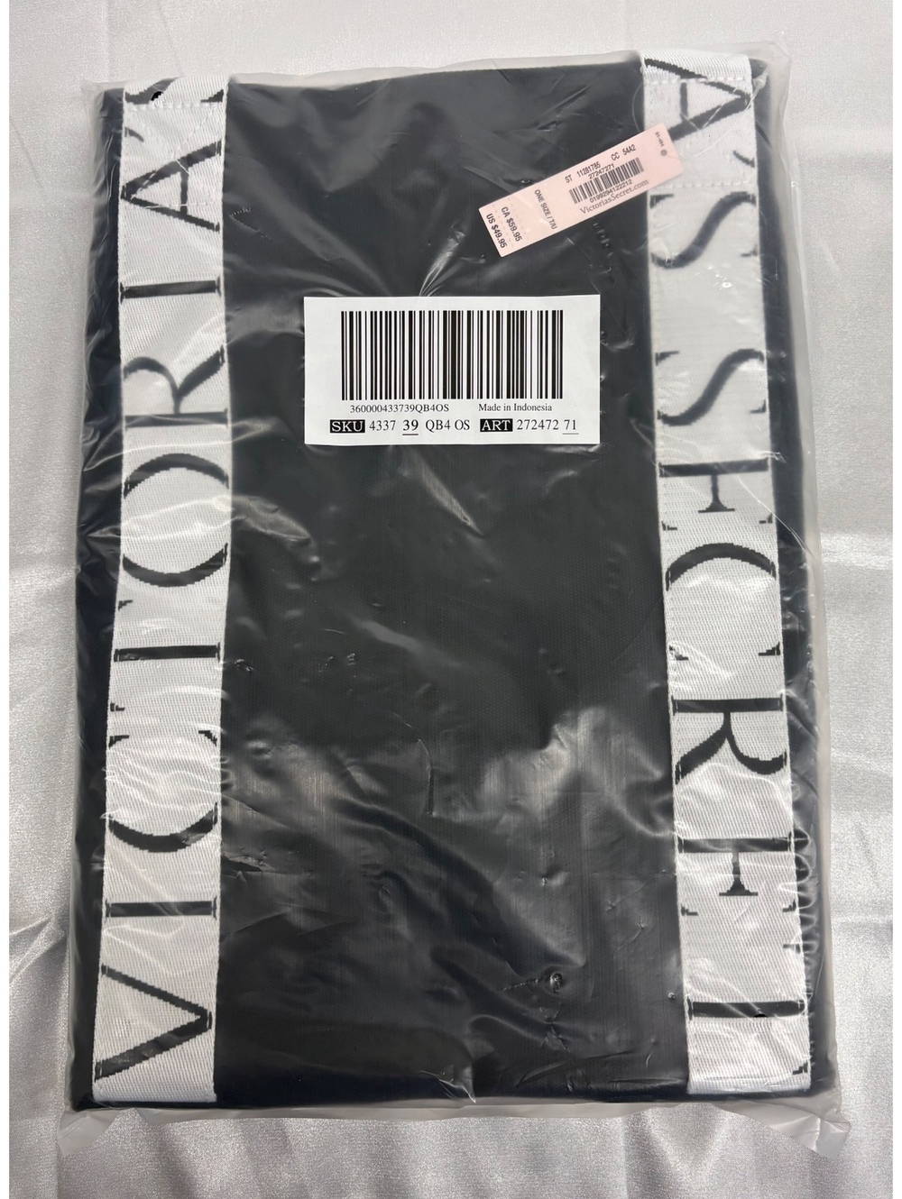 Victoria’s Secret Black And White Tote Bag With Zippered Animal Print Interior